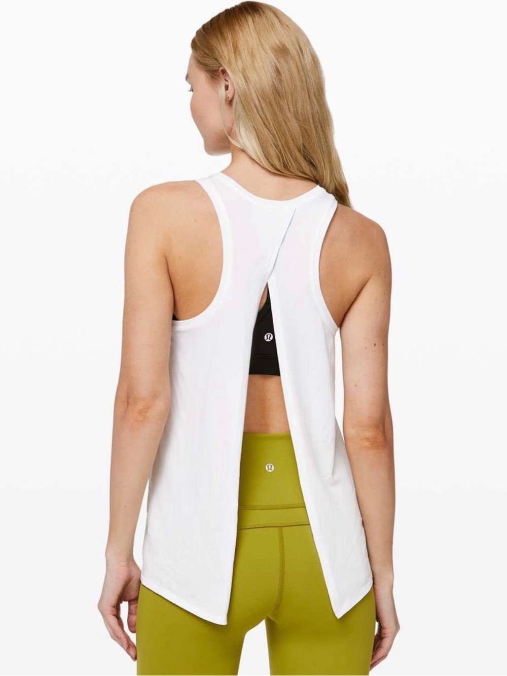 Lululemon White Open-Back Tank Top